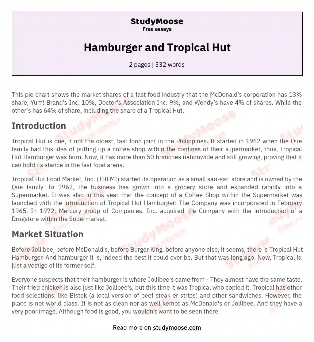 Hamburger and Tropical Hut