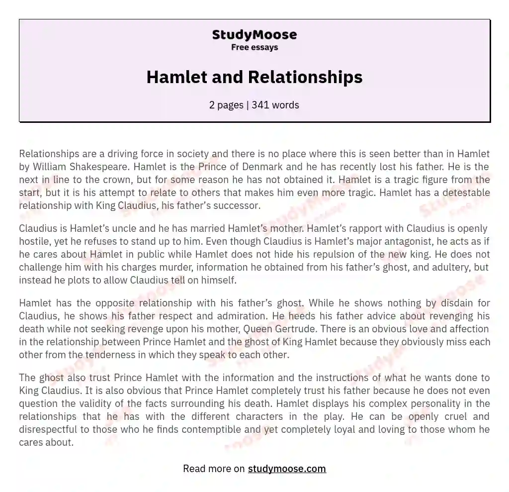 hamlet essay on friendship
