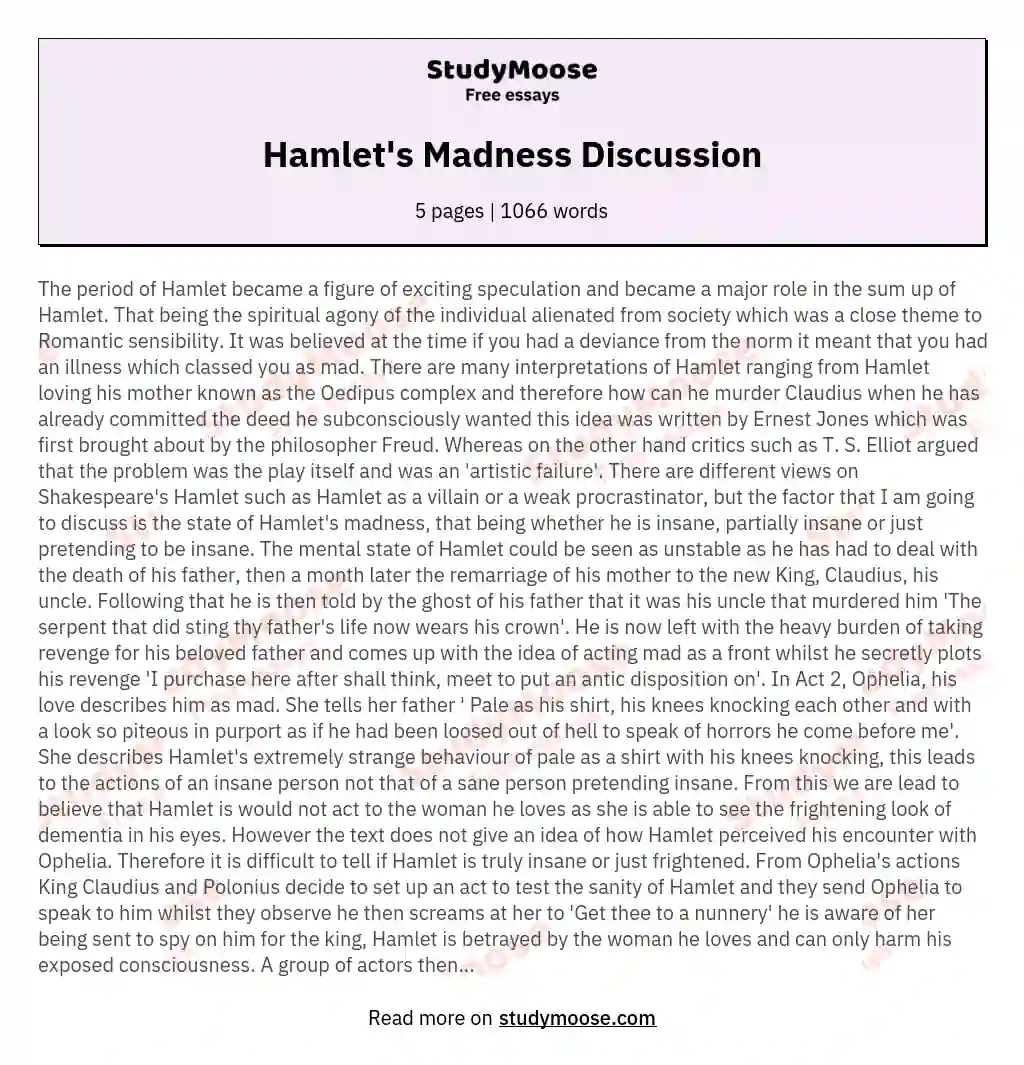 Hamlet's Madness Discussion