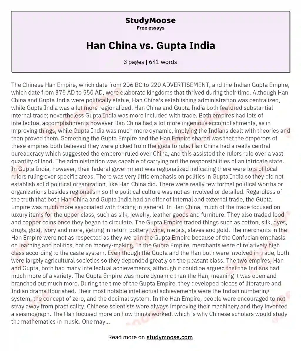 Han China vs. Gupta India