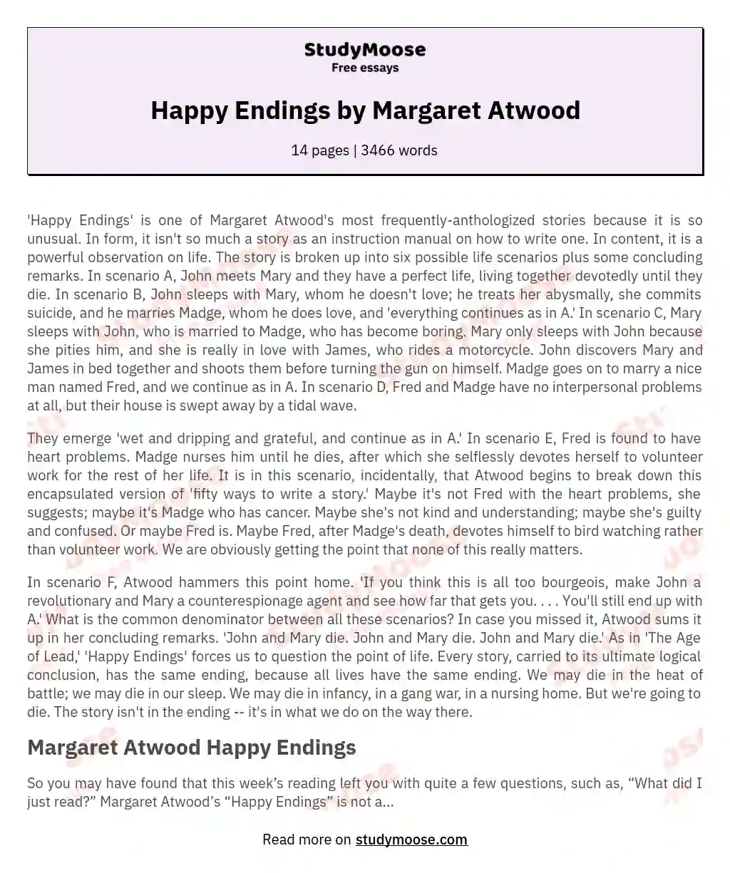 Happy Endings by Margaret Atwood