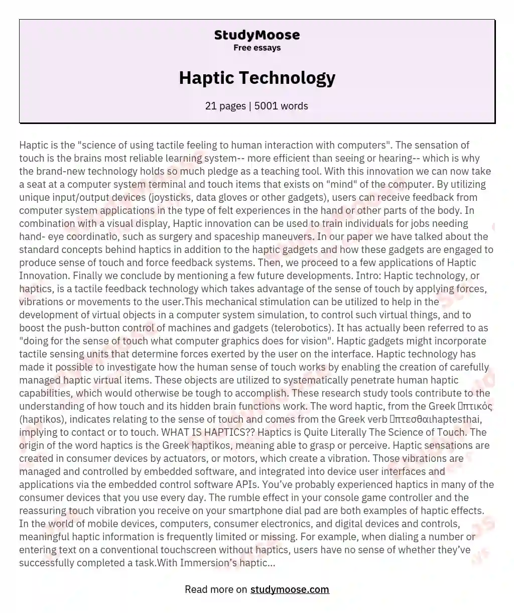 Haptic Technology essay