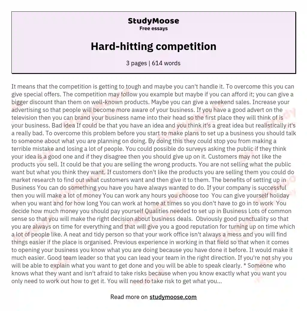 Hard-hitting competition essay