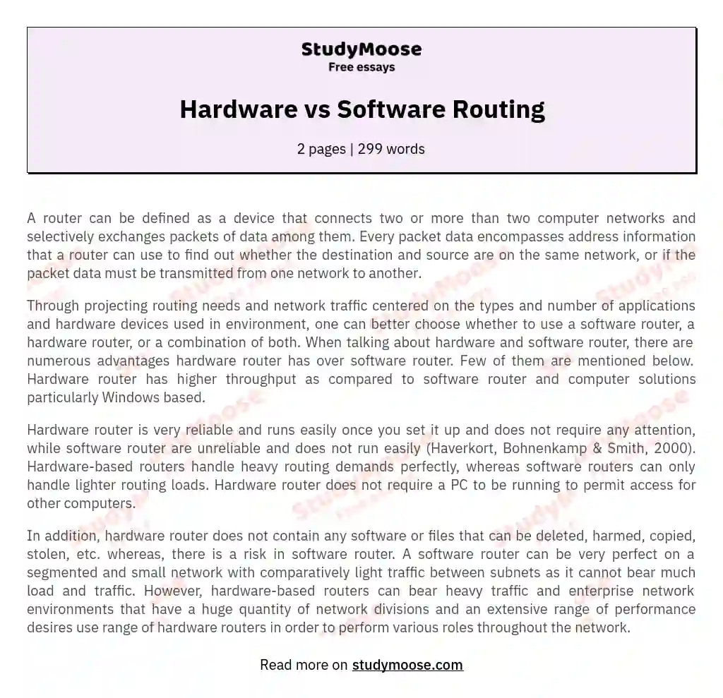 Hardware vs Software Routing