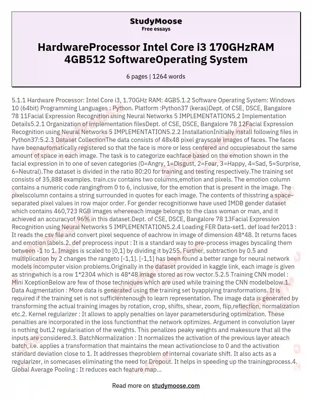 HardwareProcessor Intel Core i3 170GHzRAM 4GB512 SoftwareOperating System essay