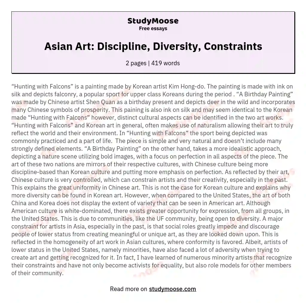 Asian Art: Discipline, Diversity, Constraints essay