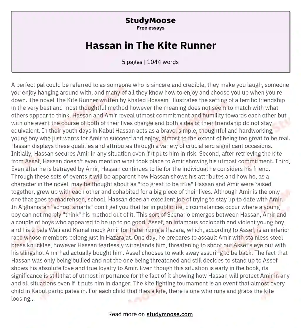 Hassan in The Kite Runner