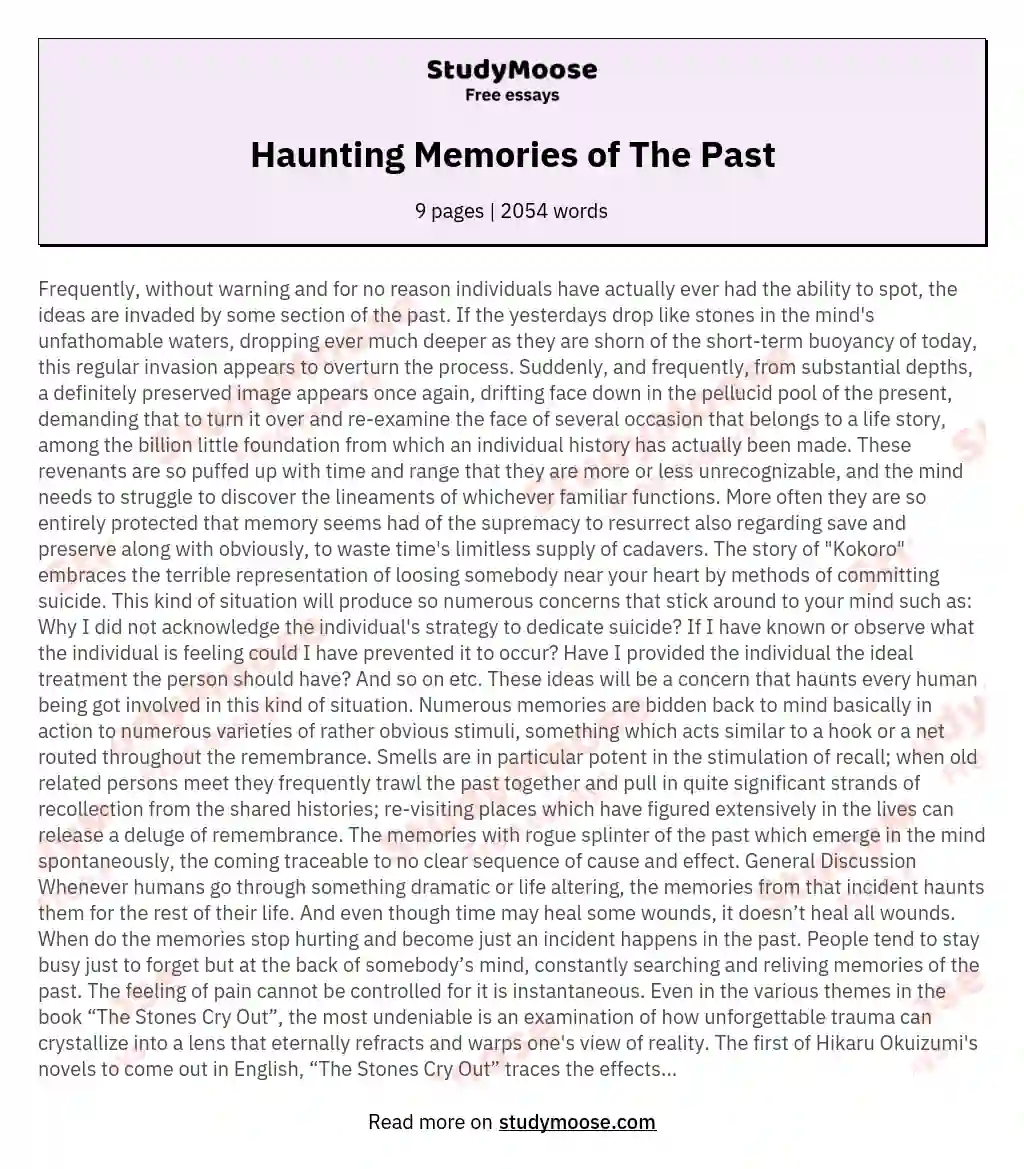 Haunting Memories of The Past essay