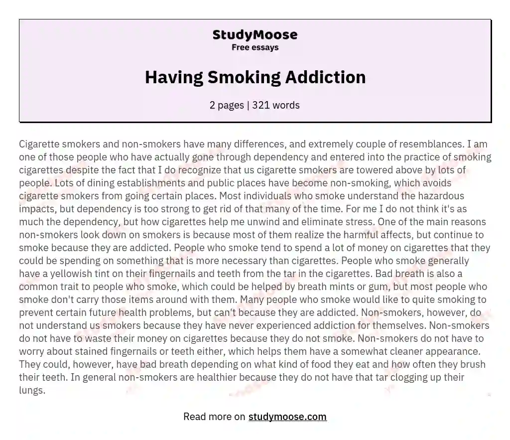 Having Smoking Addiction essay