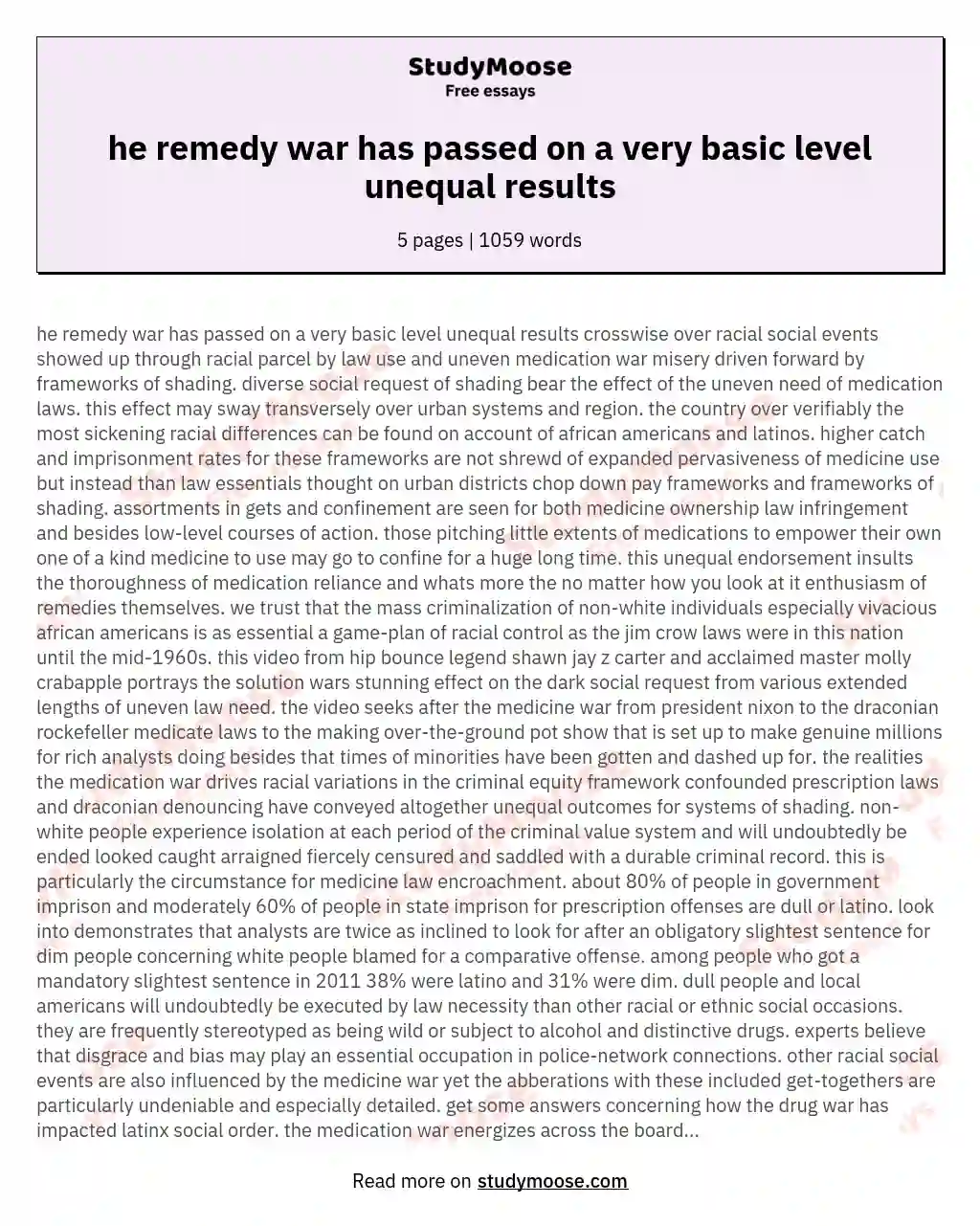 he remedy war has passed on a very basic level unequal results essay