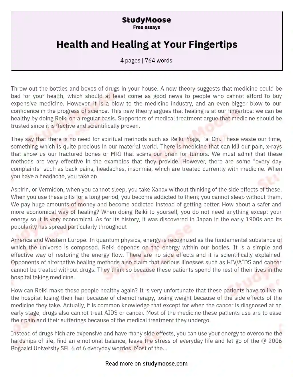 Health and Healing at Your Fingertips essay