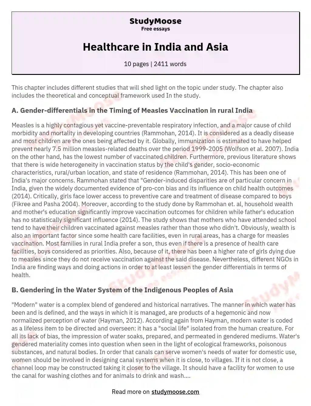 Healthcare in India and Asia essay