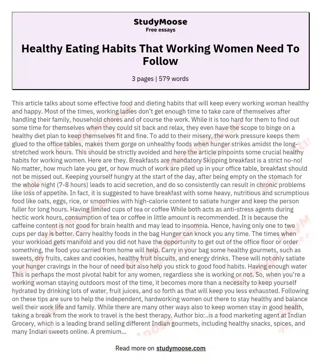 Healthy Eating Habits That Working Women Need To Follow