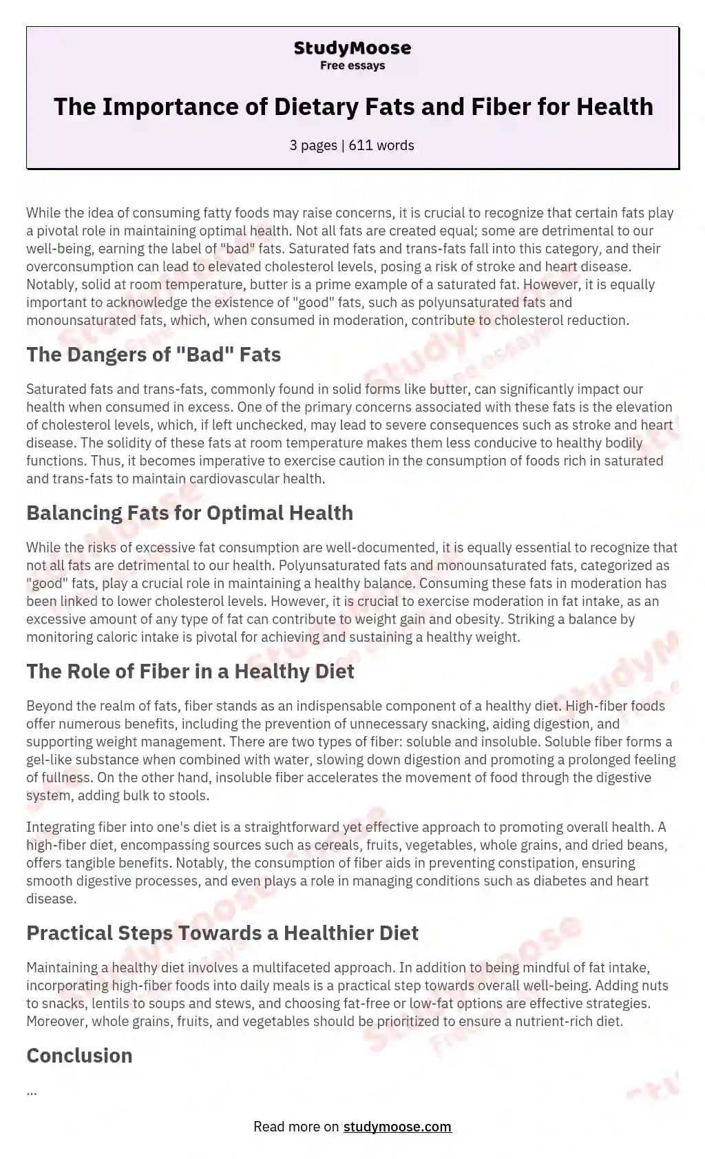 food and diet essay