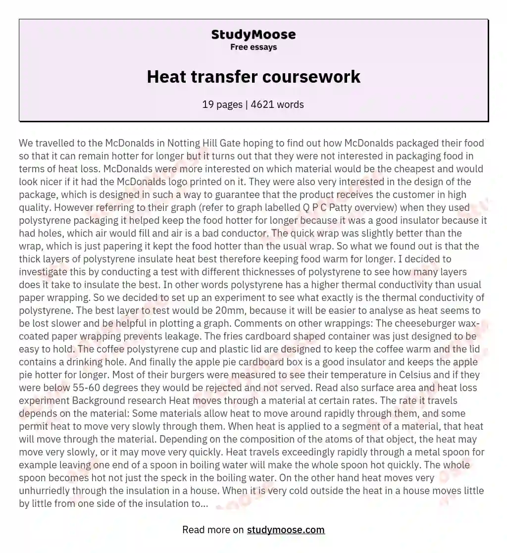 Heat transfer coursework