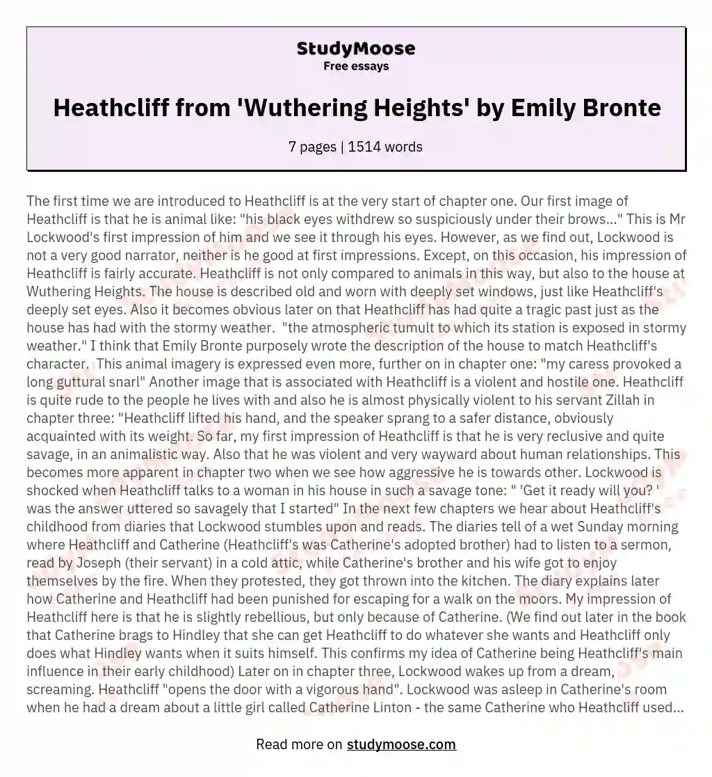 Heathcliff from 'Wuthering Heights' by Emily Bronte