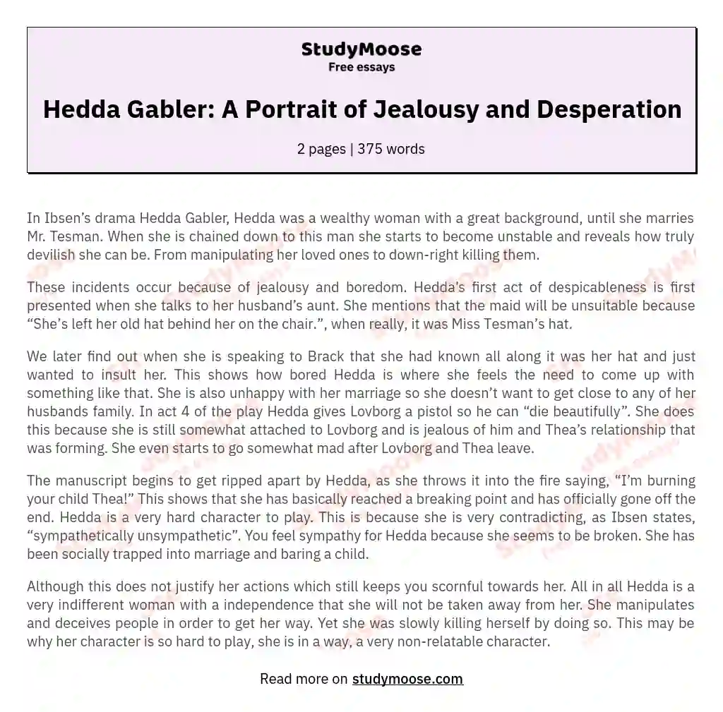 Hedda Gabler Essay