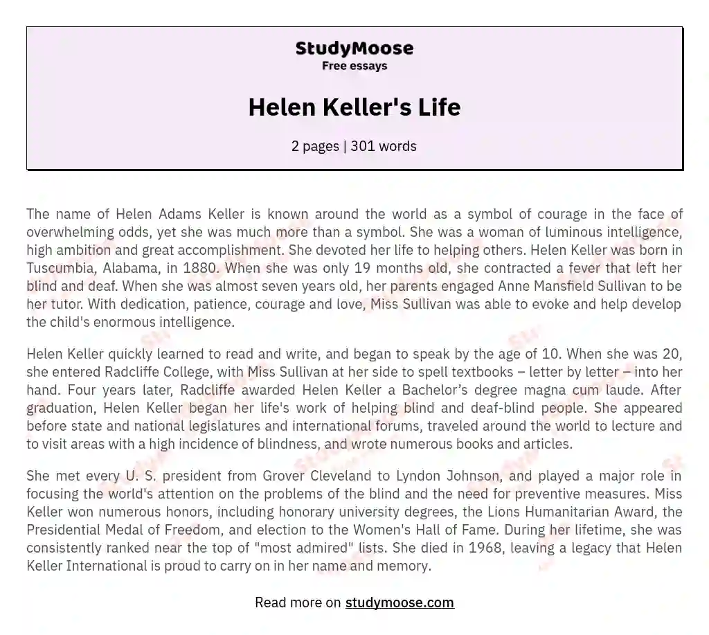 Helen Keller's Life
