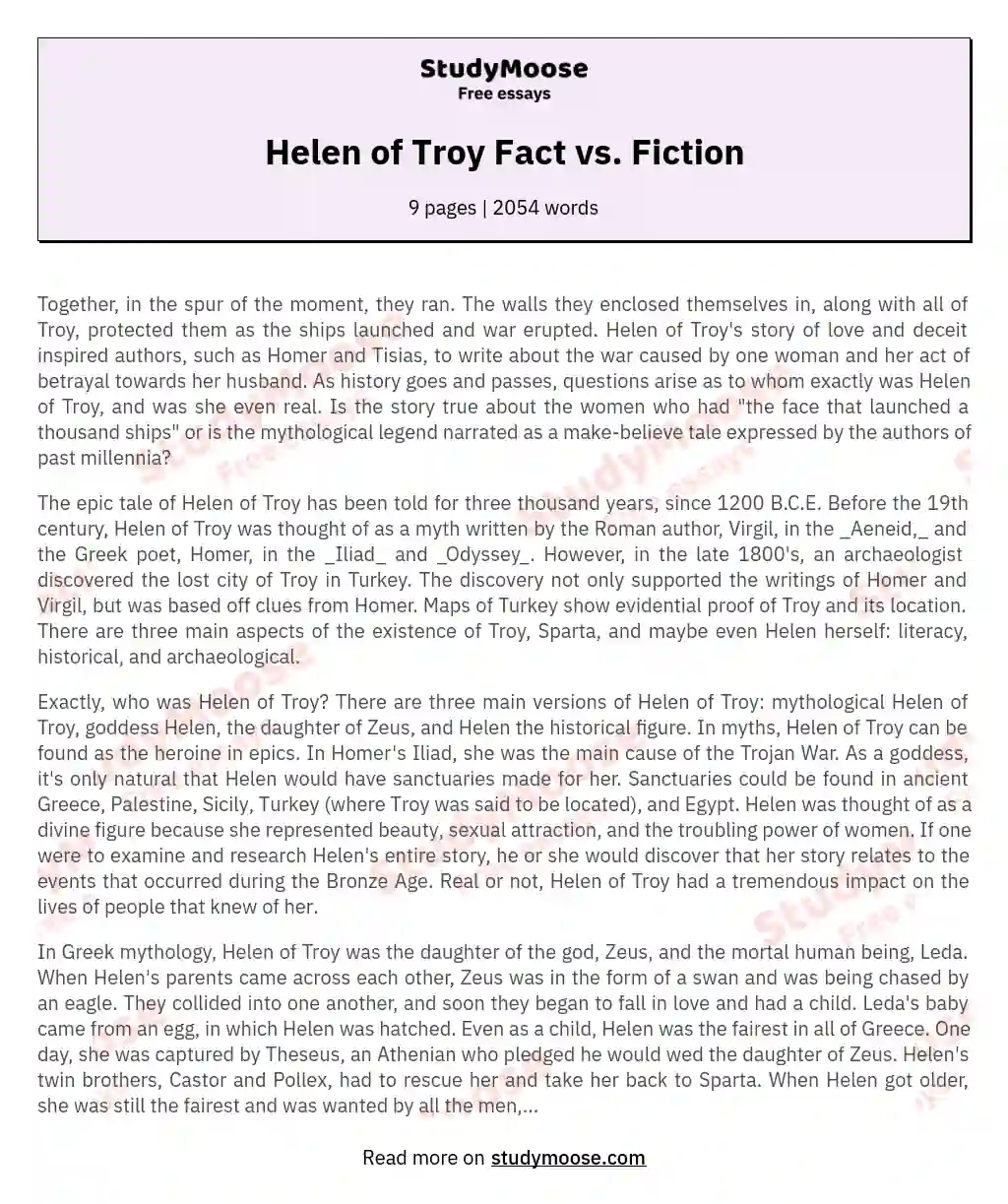 Helen of Troy Fact vs. Fiction
