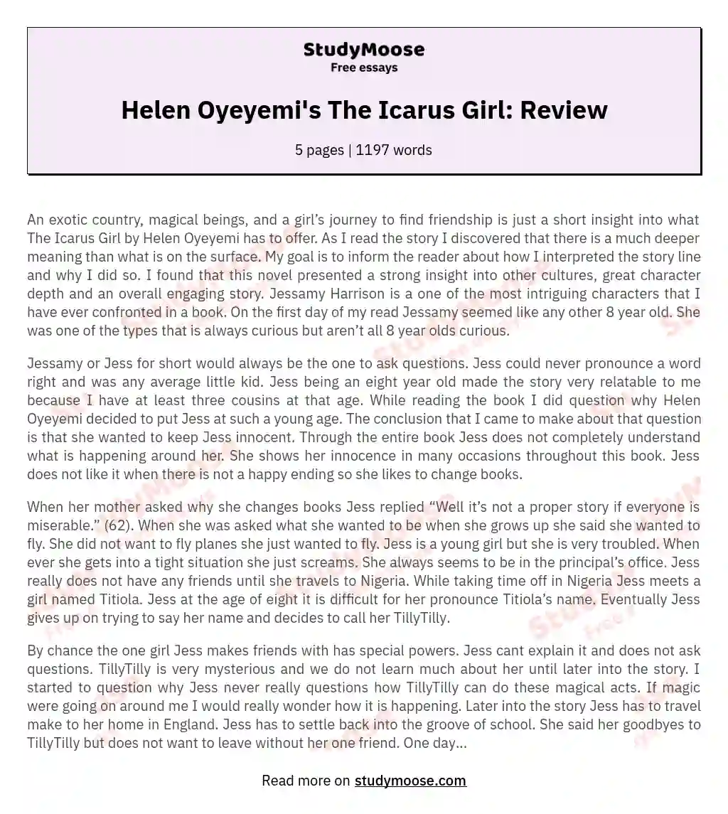 Helen Oyeyemi's The Icarus Girl: Review essay