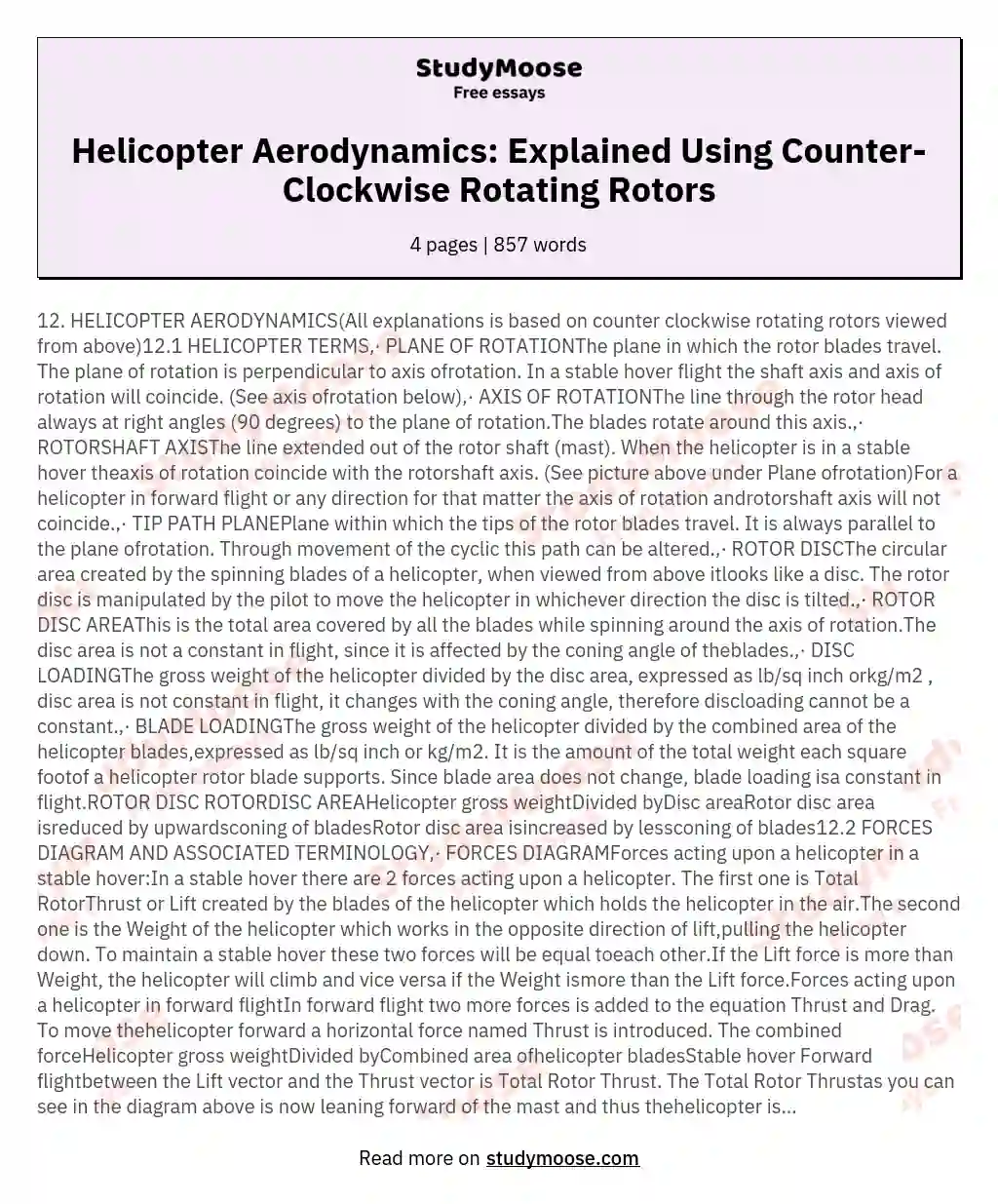 HELICOPTER AERODYNAMICSAll explanations is based on counter clockwise rotating rotors viewed