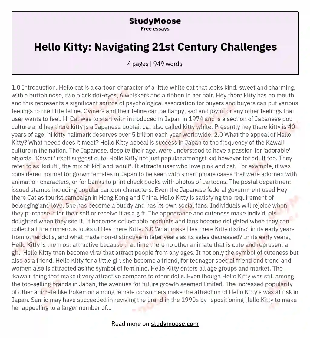 Hello Kitty: Navigating 21st Century Challenges essay