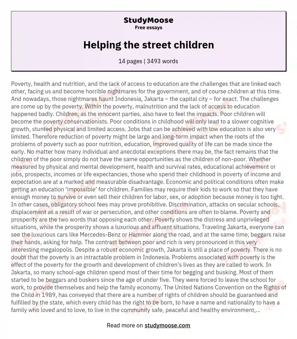 Helping the street children essay