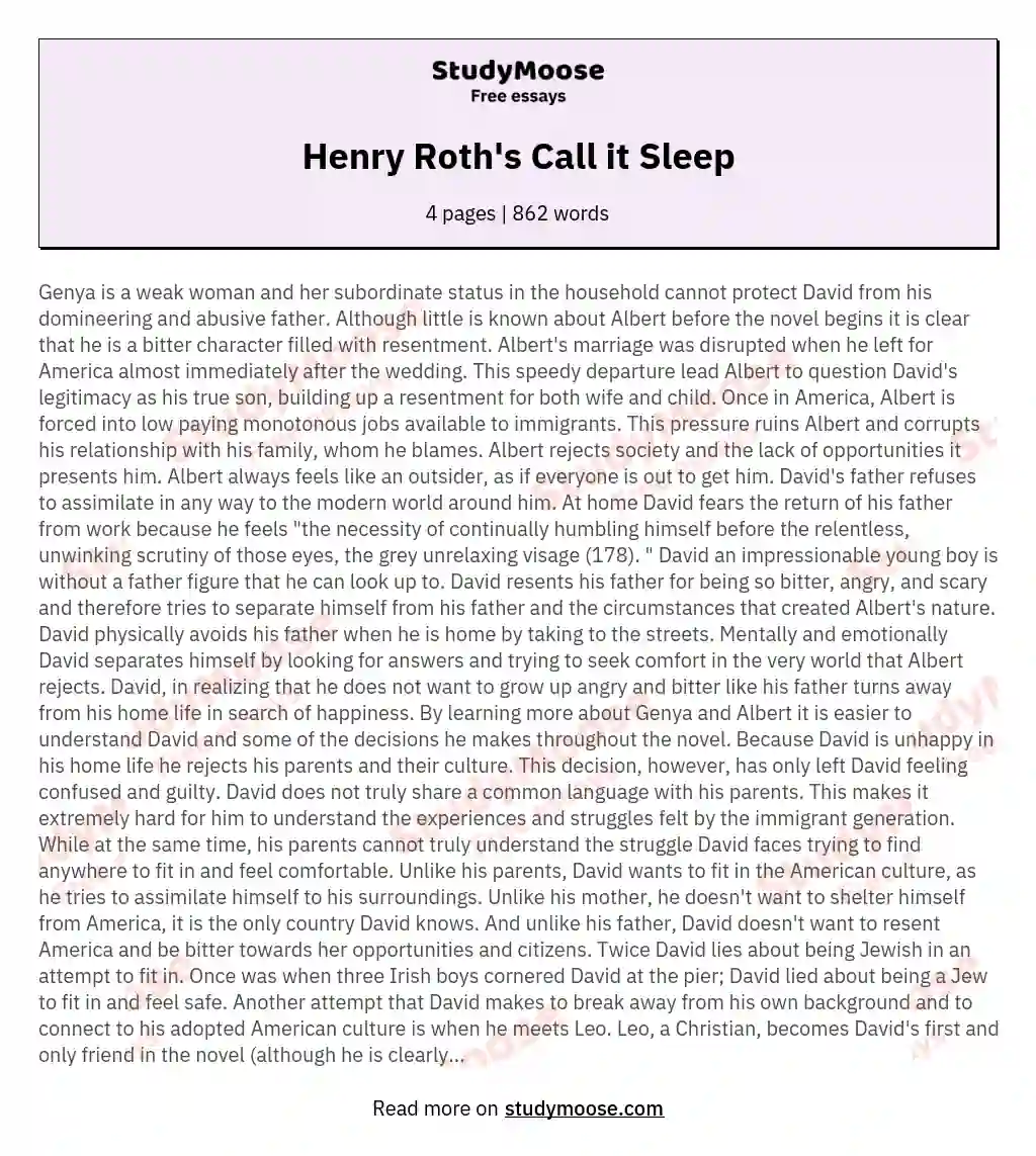 Henry Roth's Call it Sleep