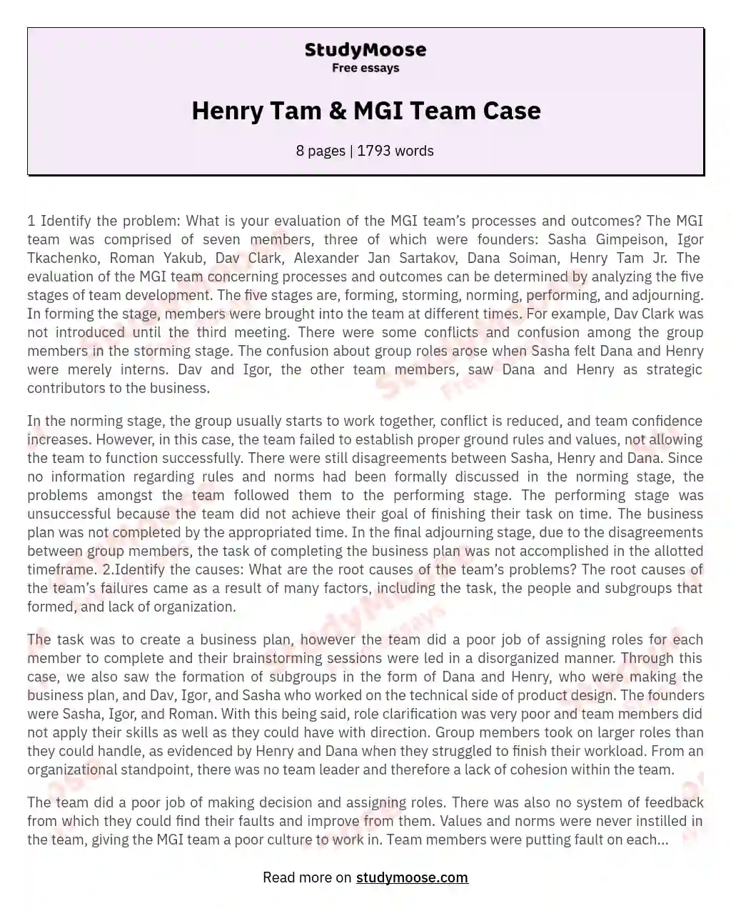 Henry Tam & MGI Team Case