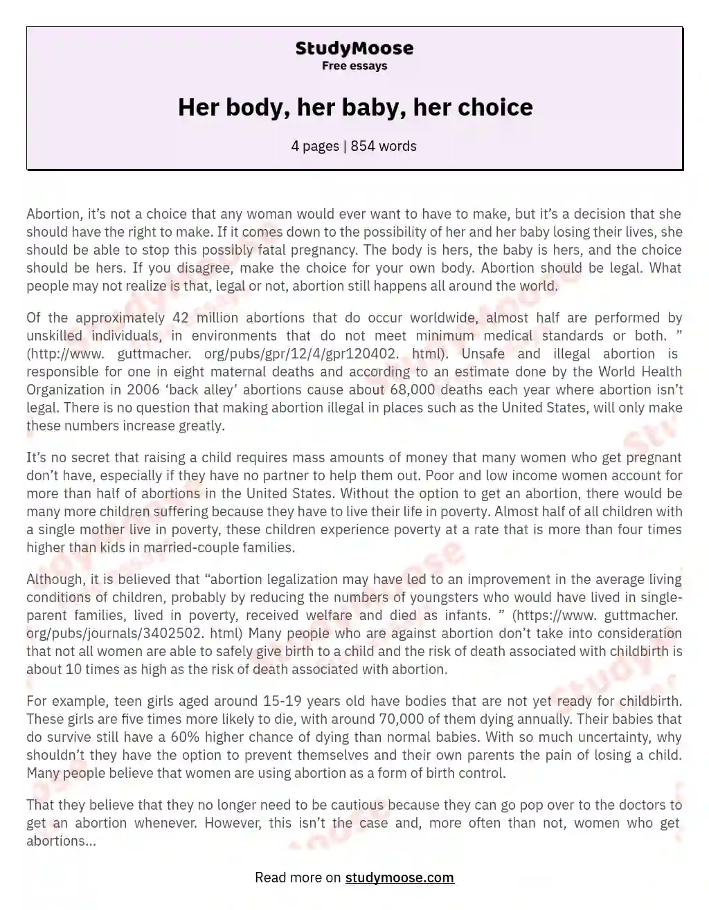 Her body, her baby, her choice
