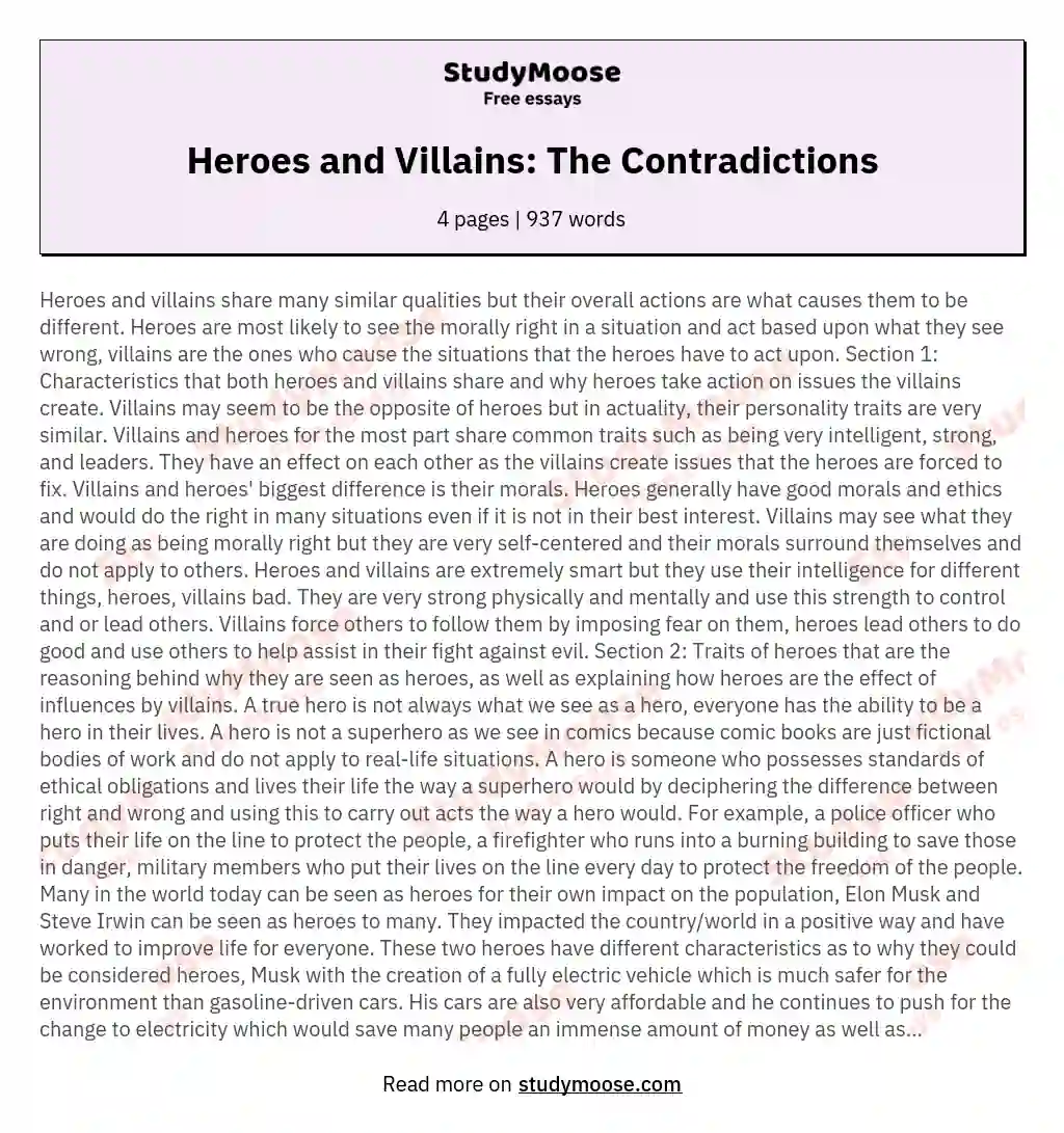 hero vs villain argumentative essay