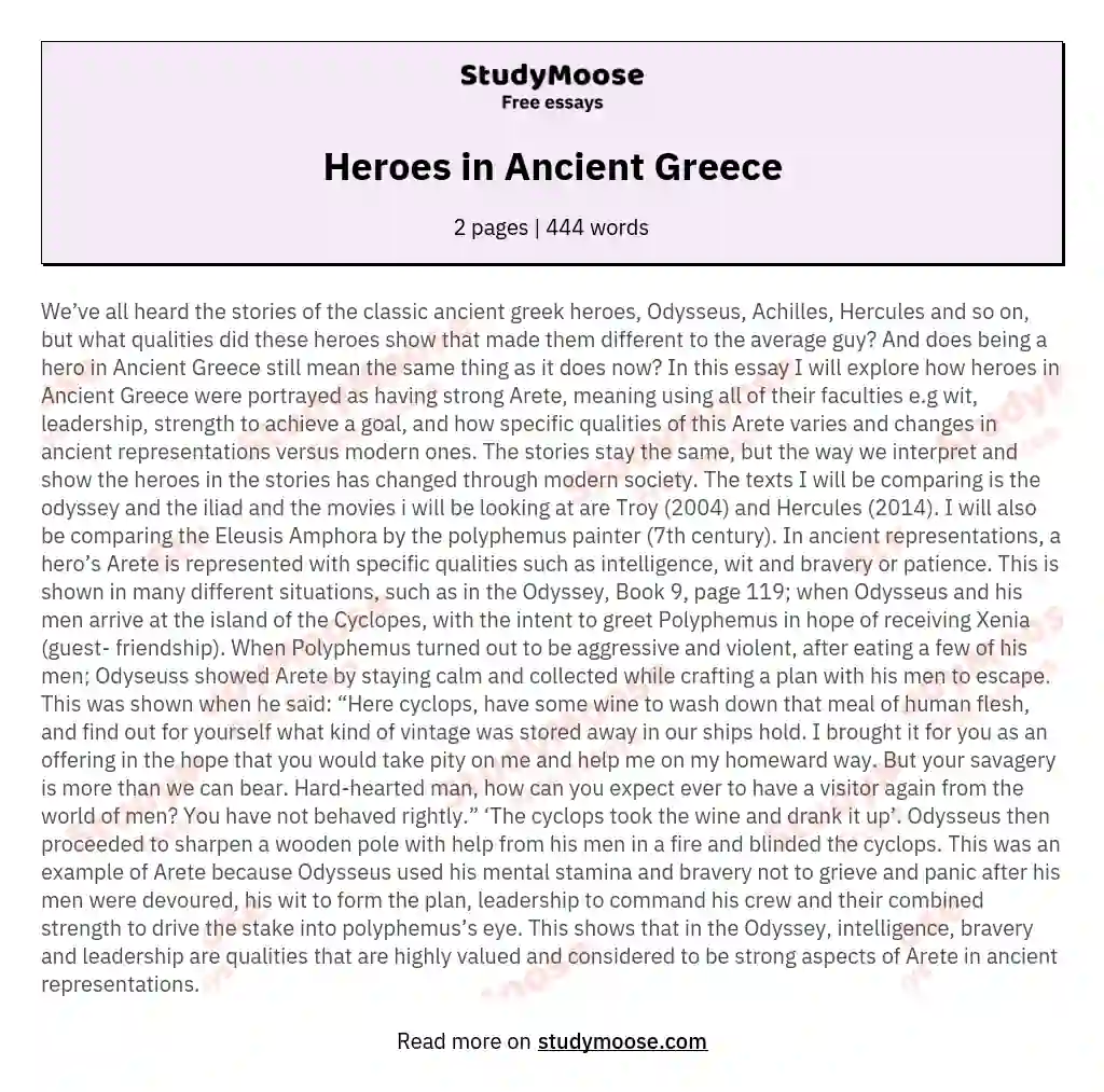 qualities of a greek hero