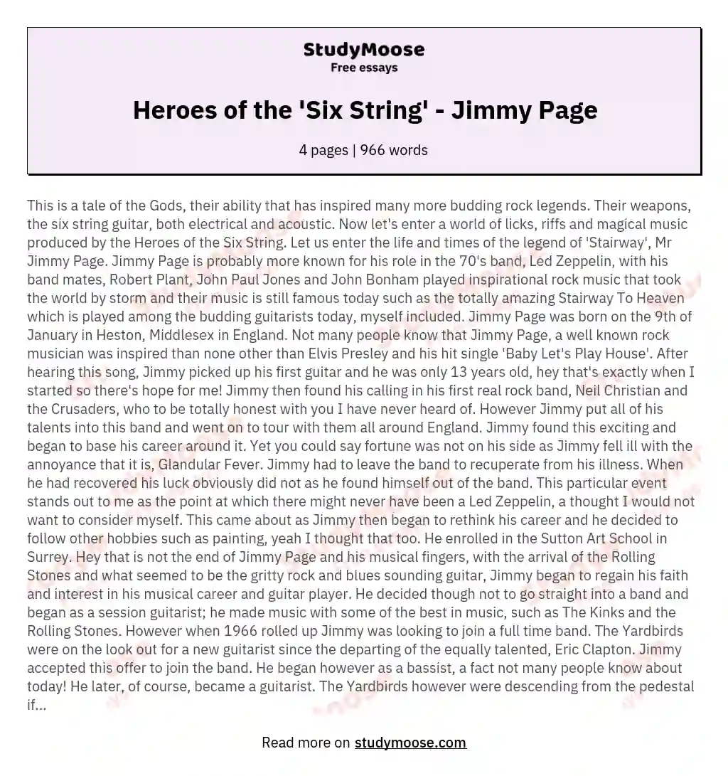 Heroes of the 'Six String' - Jimmy Page essay