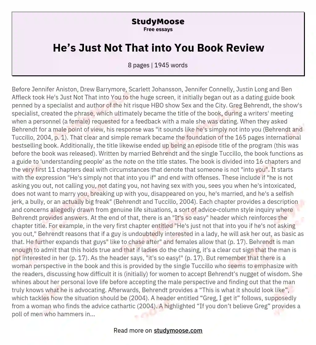 He’s Just Not That into You Book Review