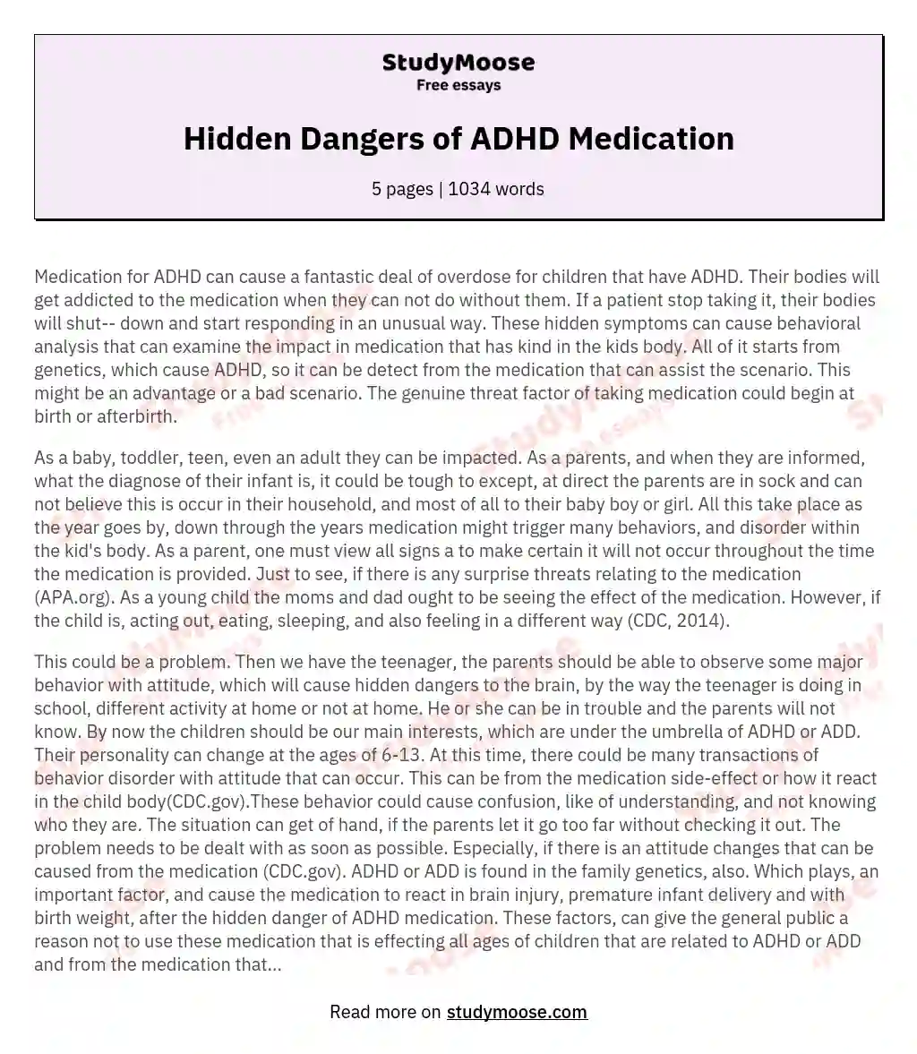 Hidden Dangers of ADHD Medication