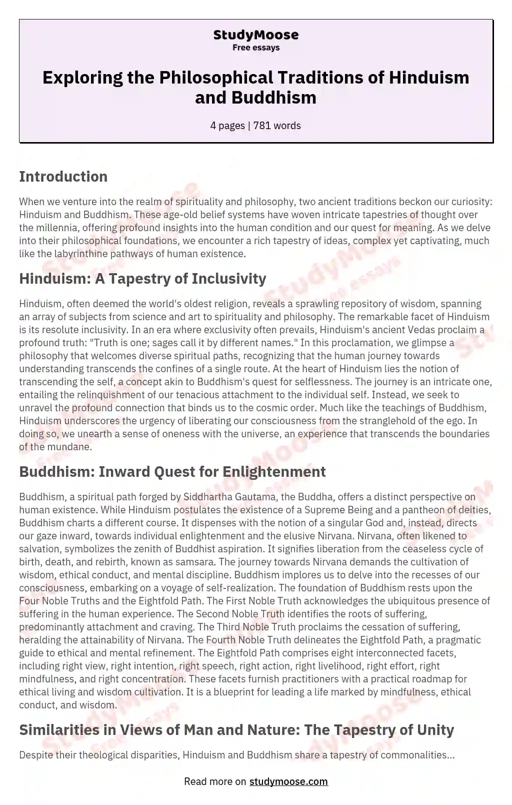 Exploring the Philosophical Traditions of Hinduism and Buddhism essay