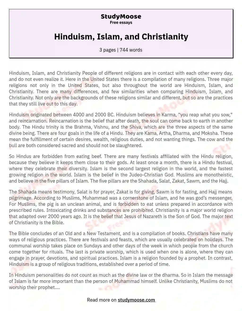islam and christianity essay