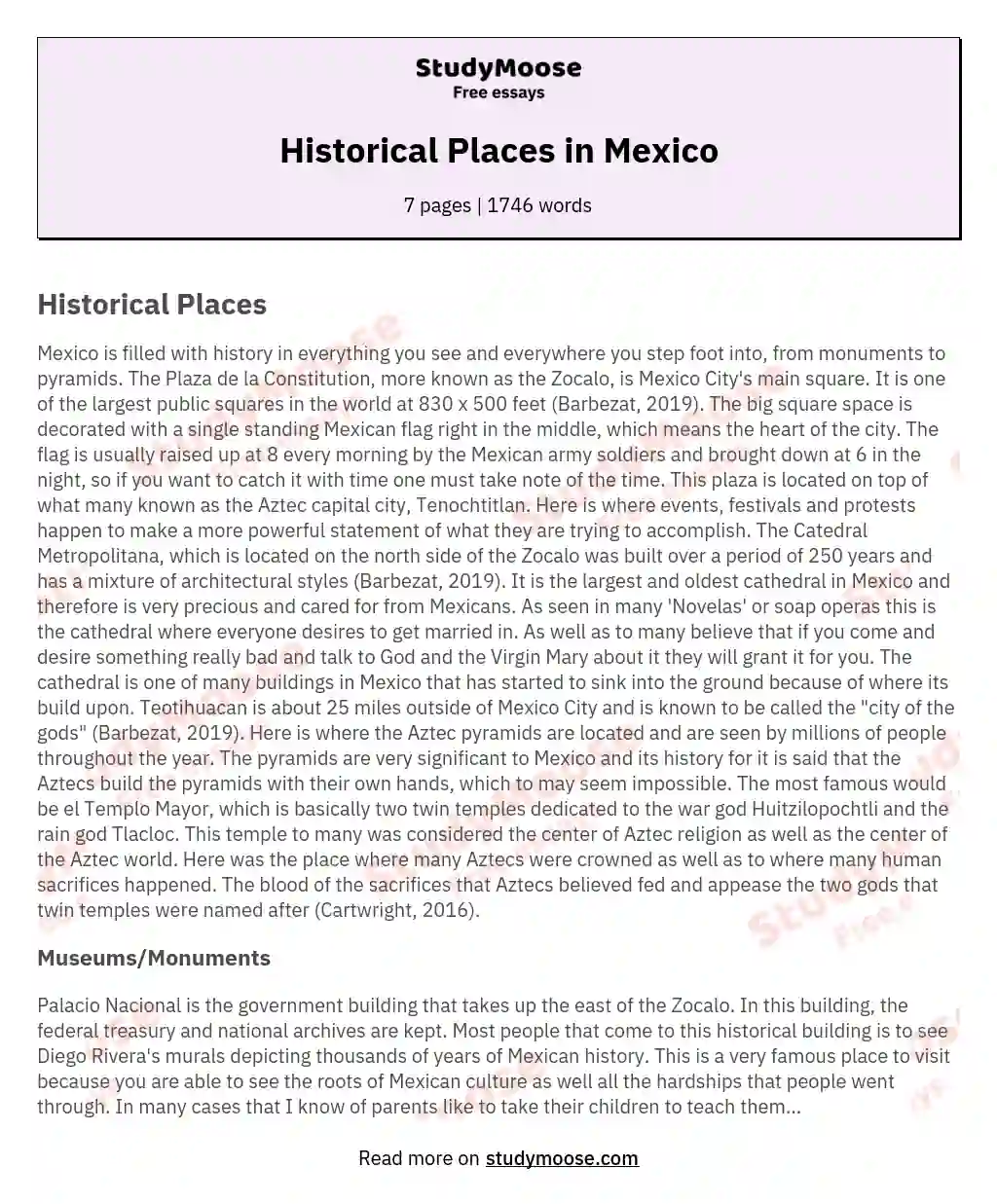 Historical Places in Mexico essay