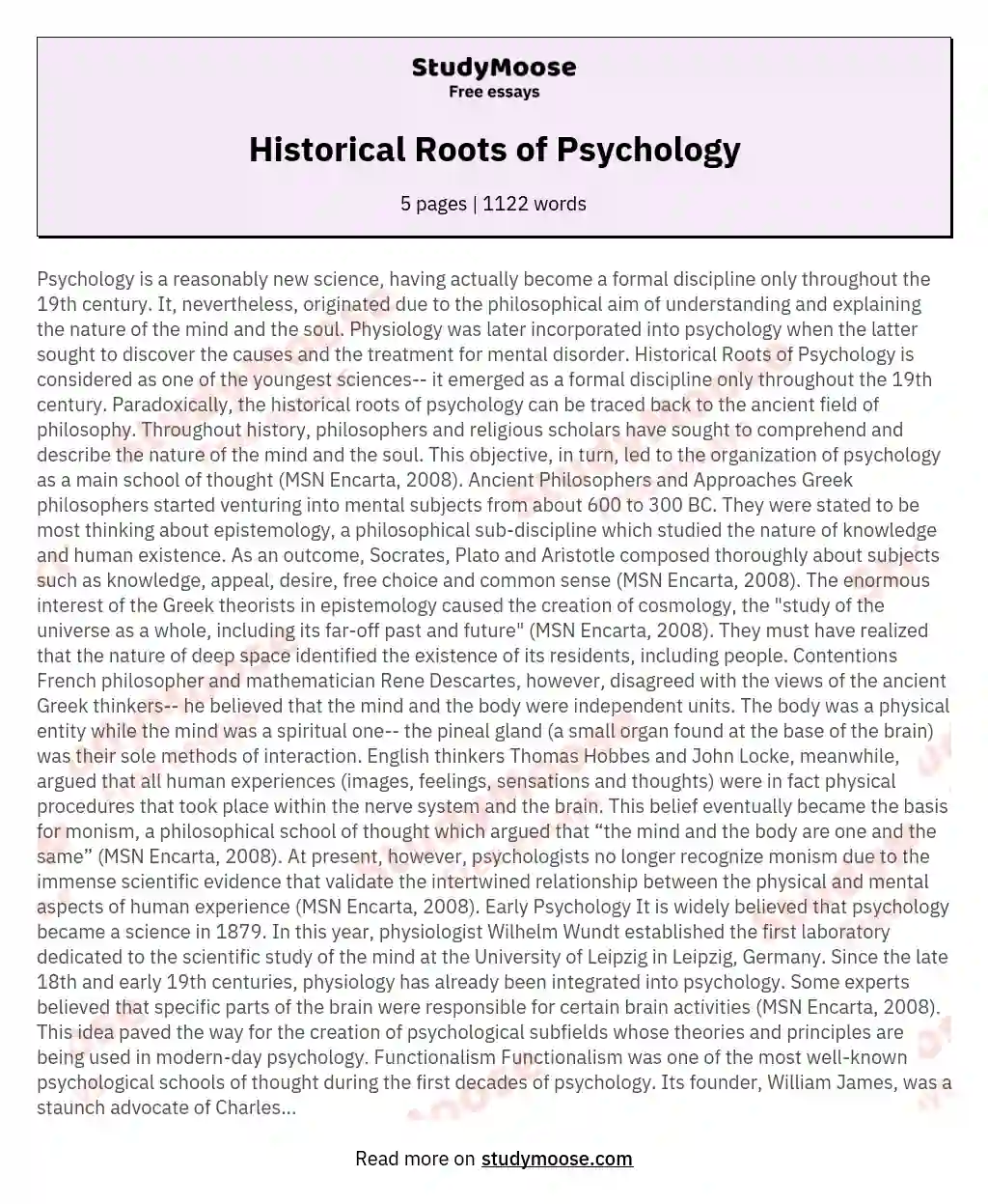 Historical Roots of Psychology