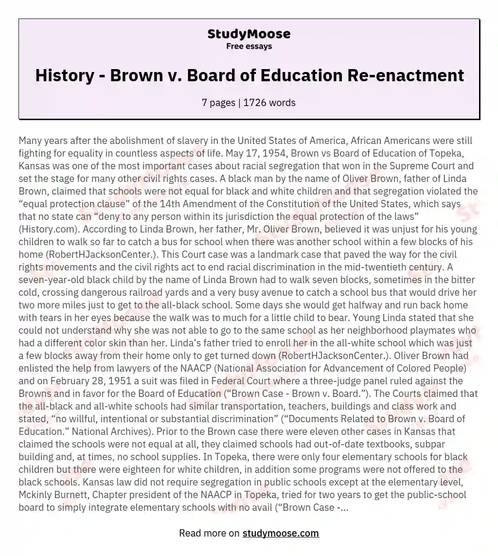 History - Brown v. Board of Education Re-enactment