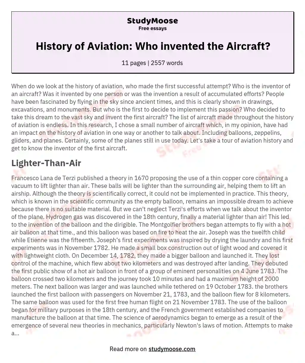 History of Aviation: Who invented the Aircraft?