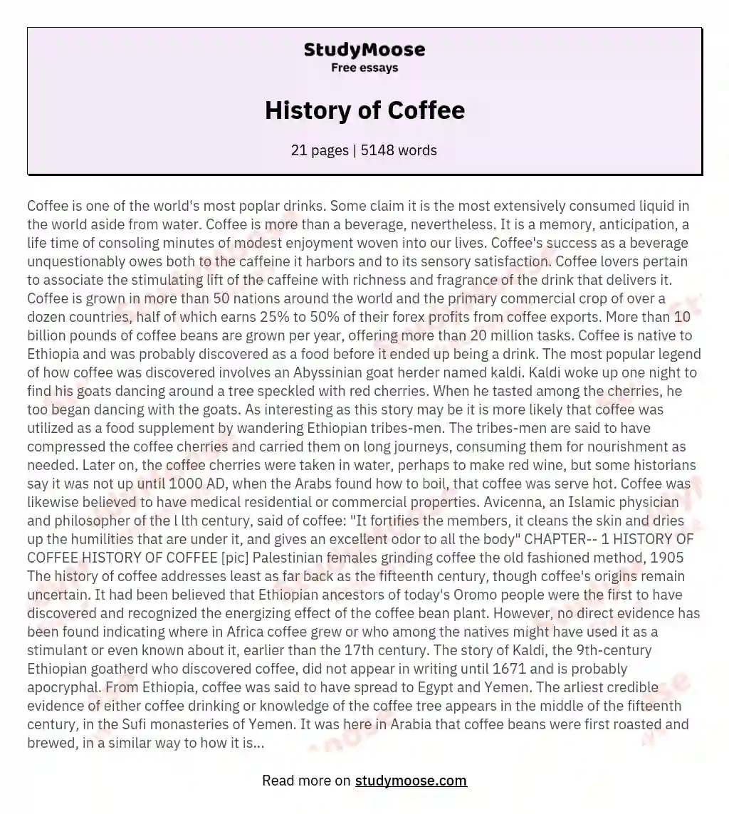 history of coffee essay