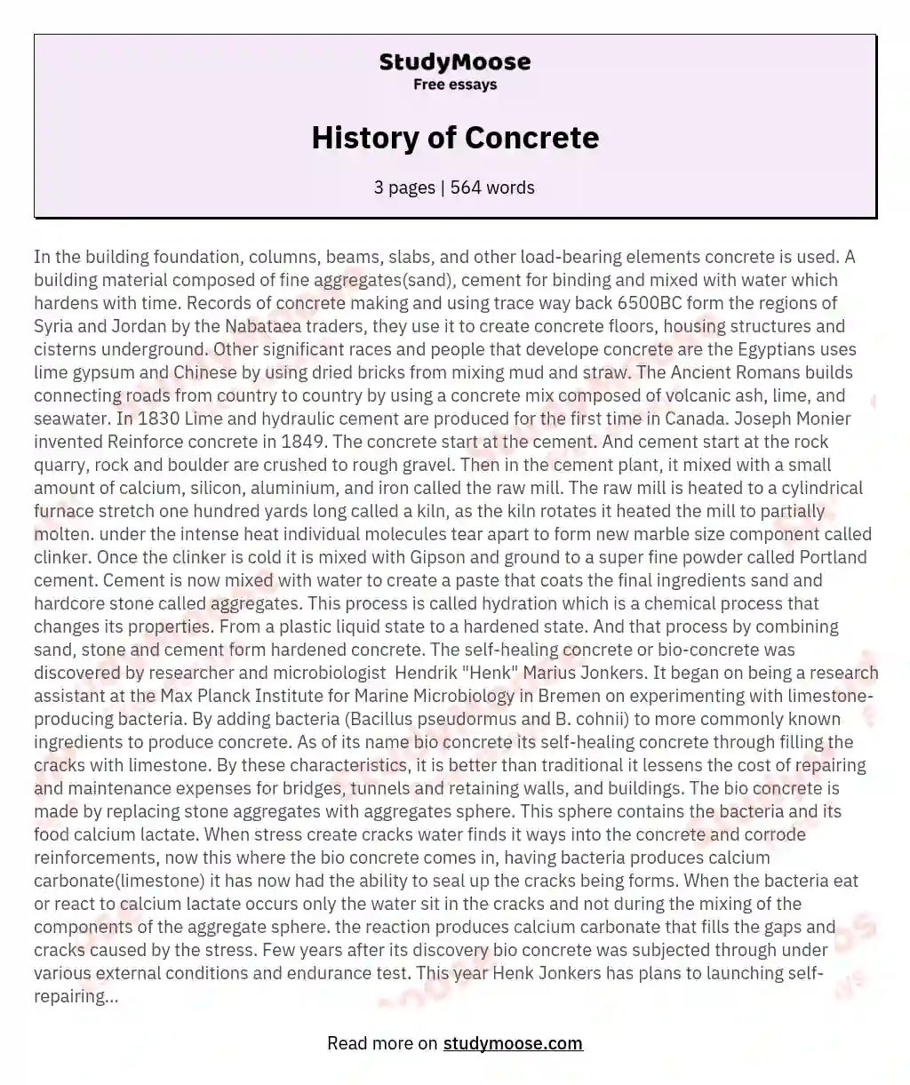 History of Concrete essay