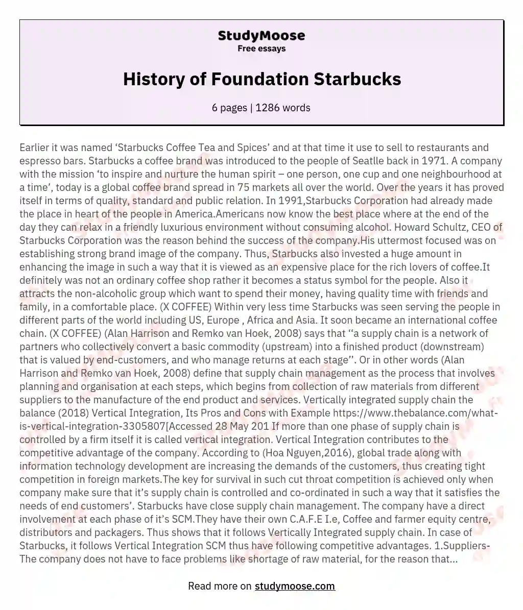 History of Foundation Starbucks