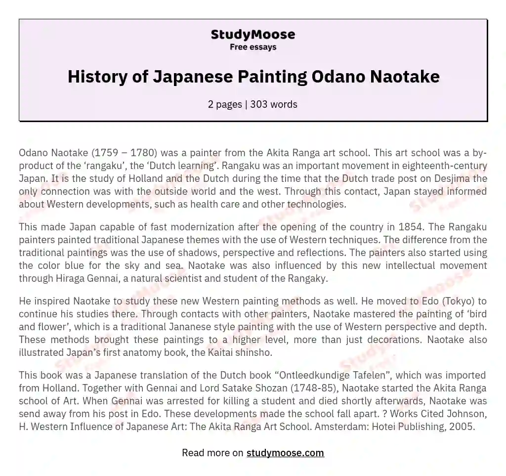 History of Japanese Painting Odano Naotake essay