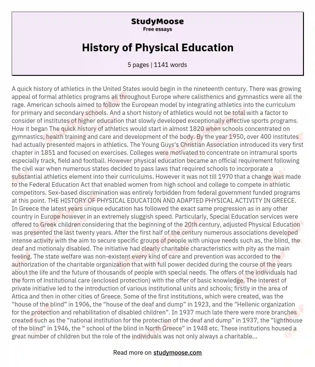 essay on physical education in schools