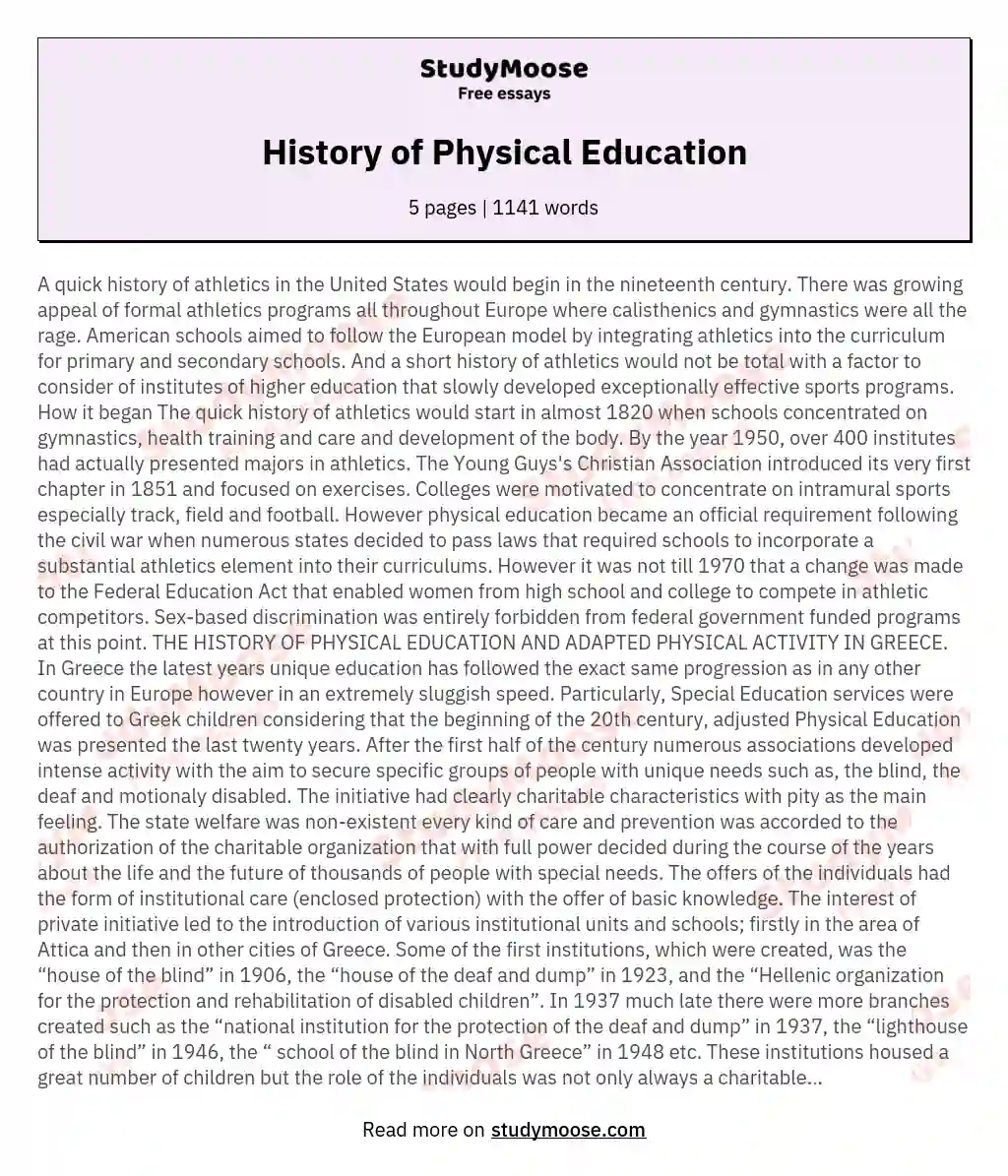 history of athletics essay