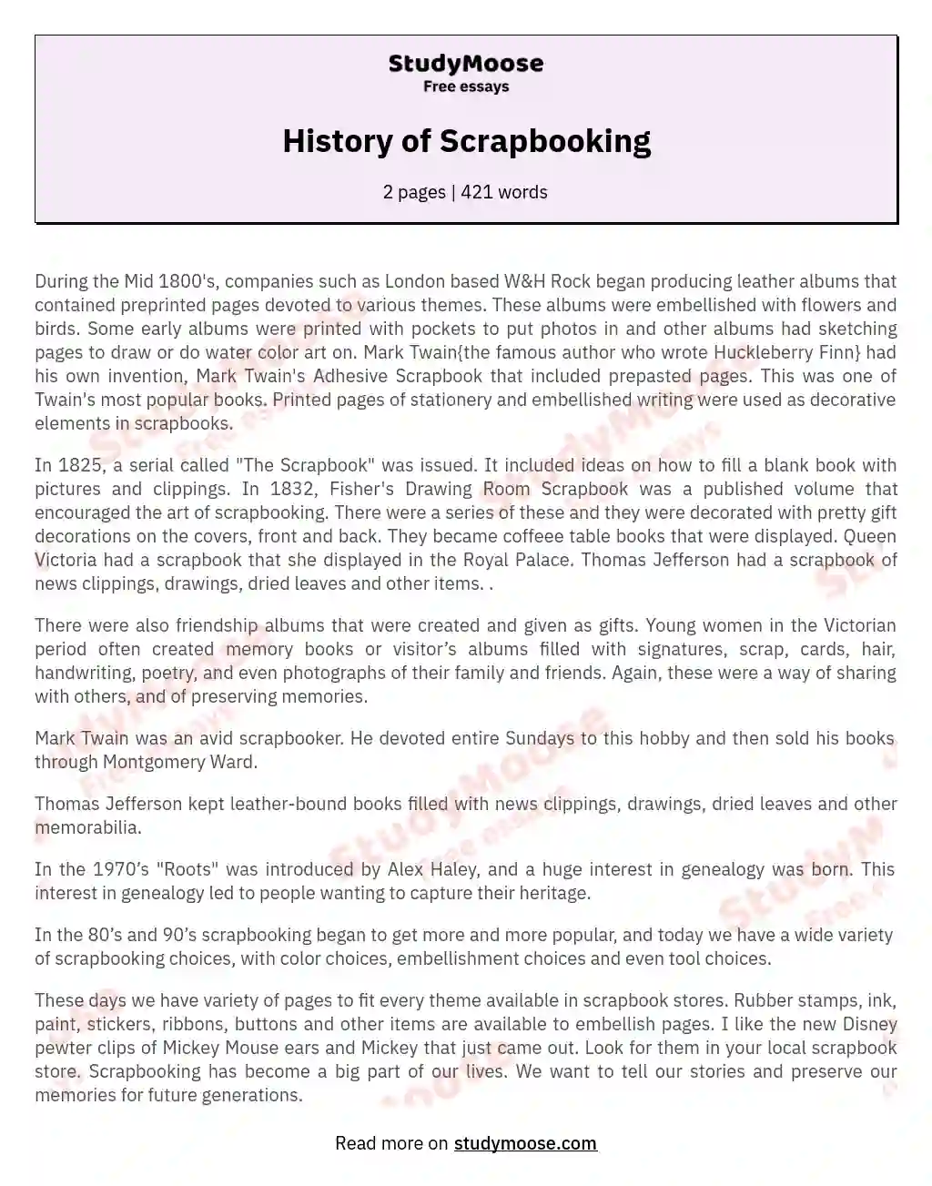 History of Scrapbooking essay