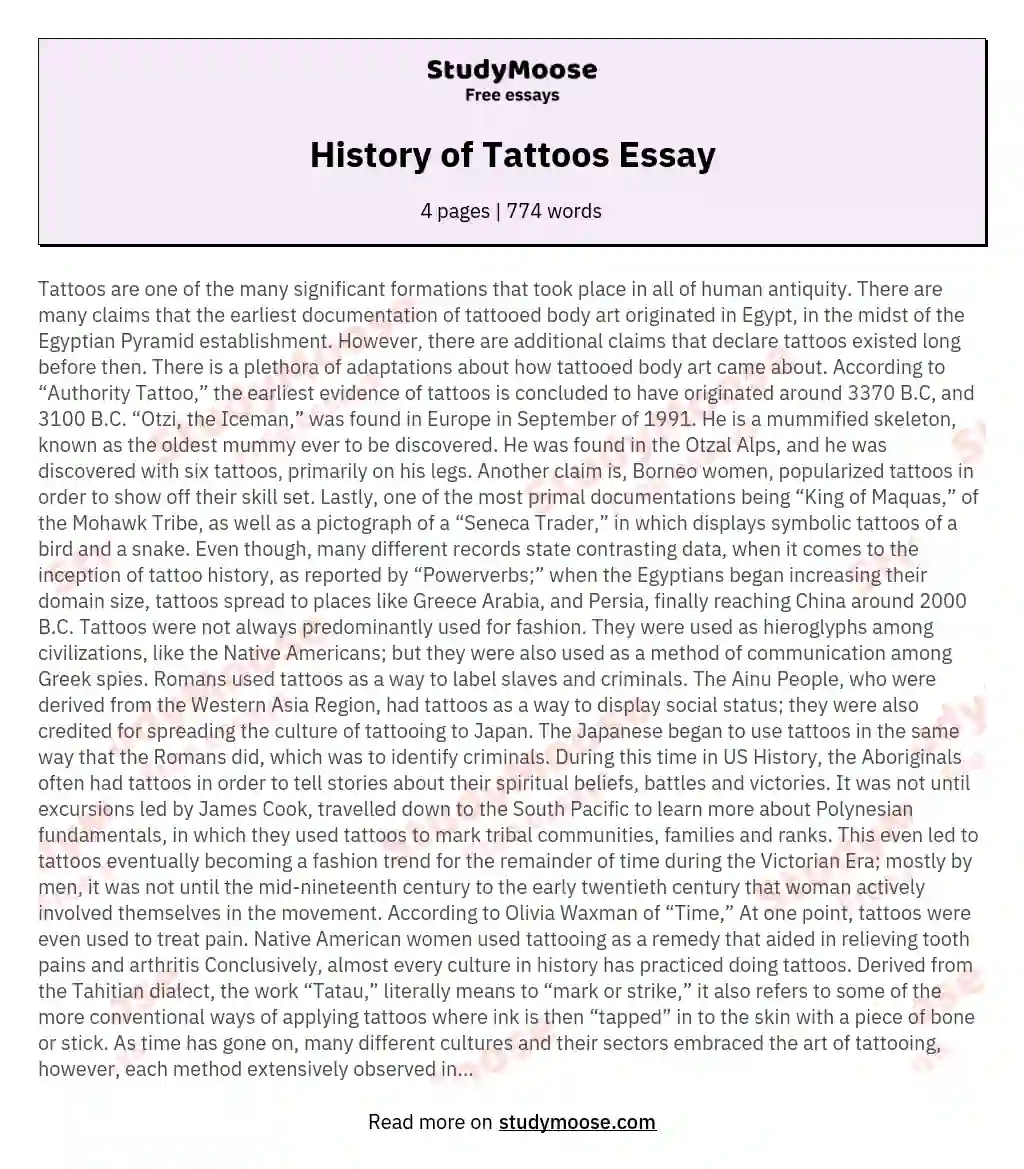 History of Tattoos Essay essay