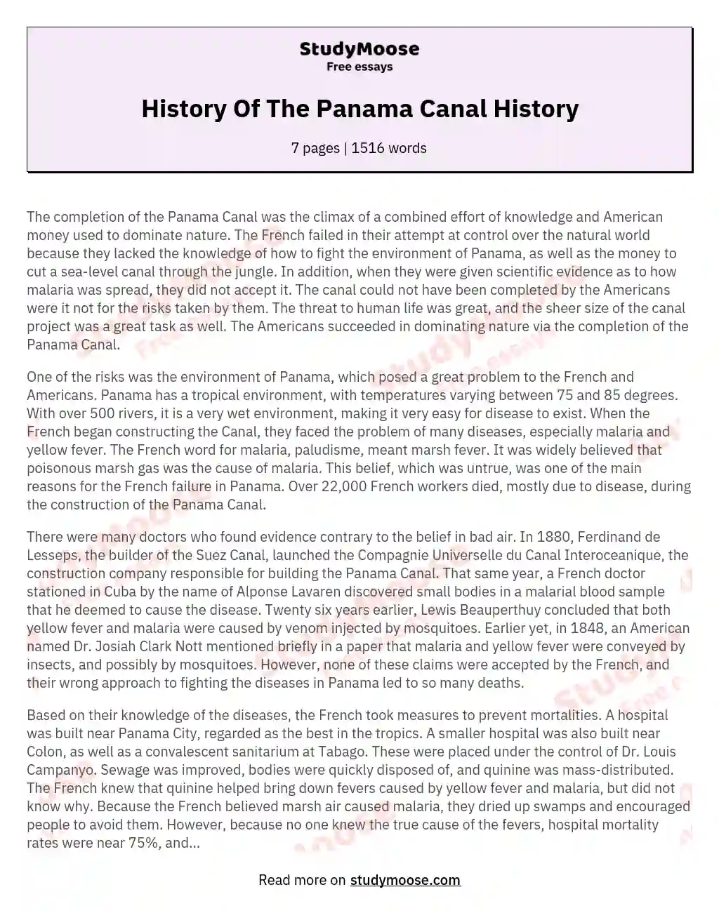 History Of The Panama Canal History